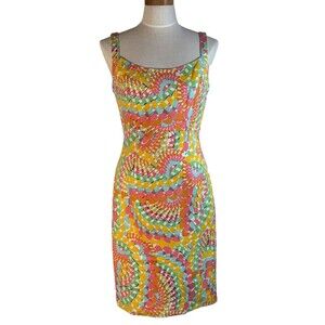 ECCOCI Sleeveless Sheath Dress Vibrant Colorful Maximalist Easter Egg Lined 8 6